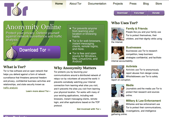 The Tor Project is dedicated to proving anonymous secure communication